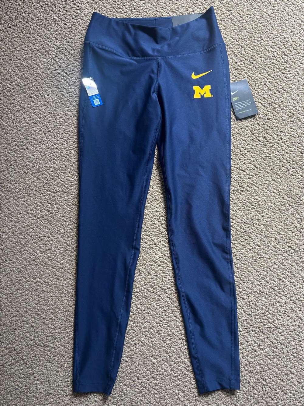Nike Navy Michigan Dri-FIT Leggings - Navy/Yellow